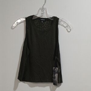 Dark Olive Sleeveless Top, New With Tags, Sz M , Animal Print